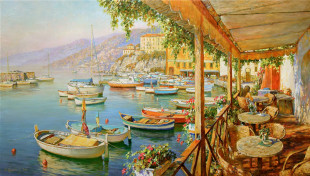 " ФРЕЯ" Пазл 1000 элемент. PZL- 1000/ 12 Завтрак в кафе у причала